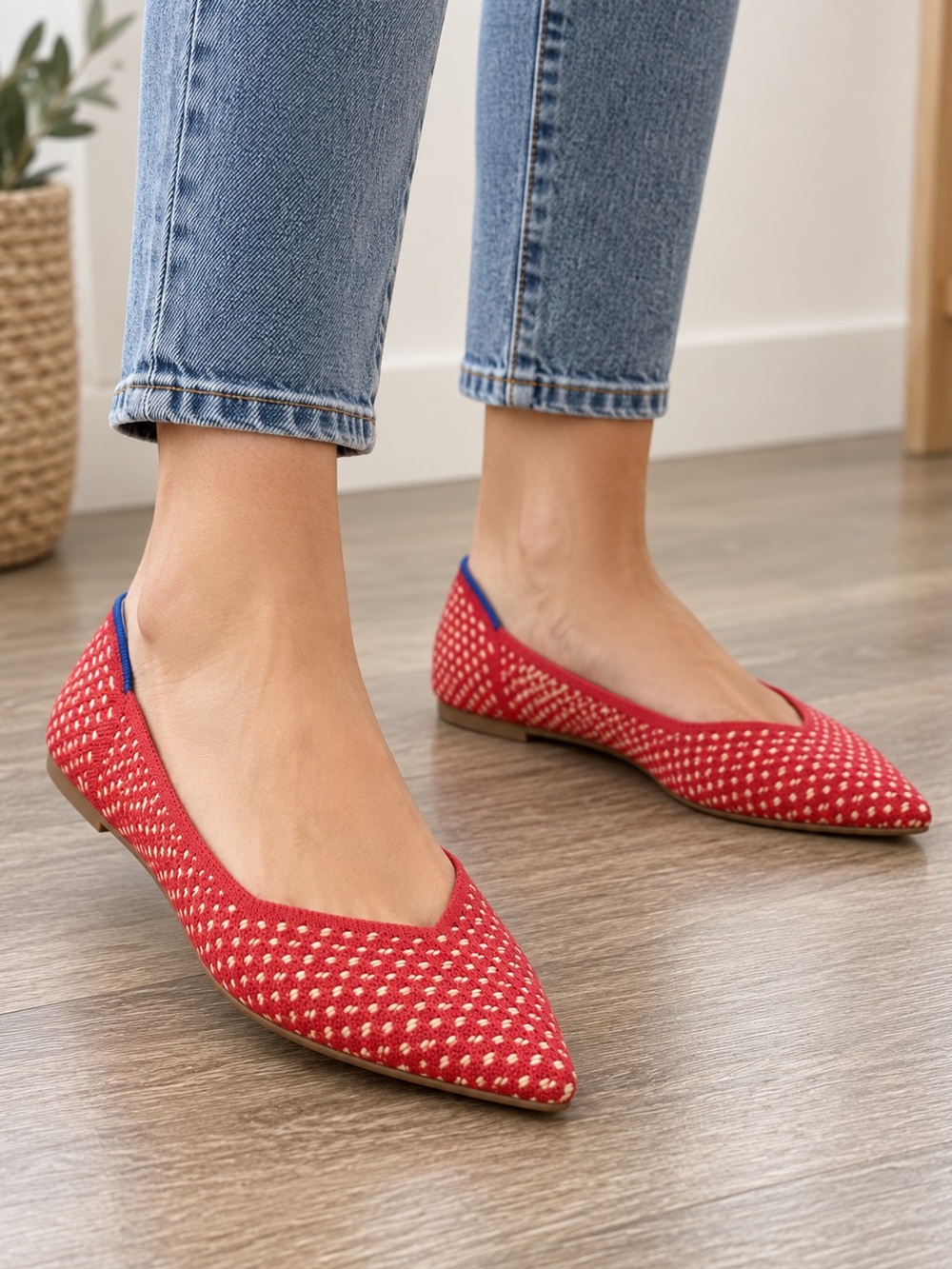 Rothy’s The Point Red Knit Flats Women’s Size 8